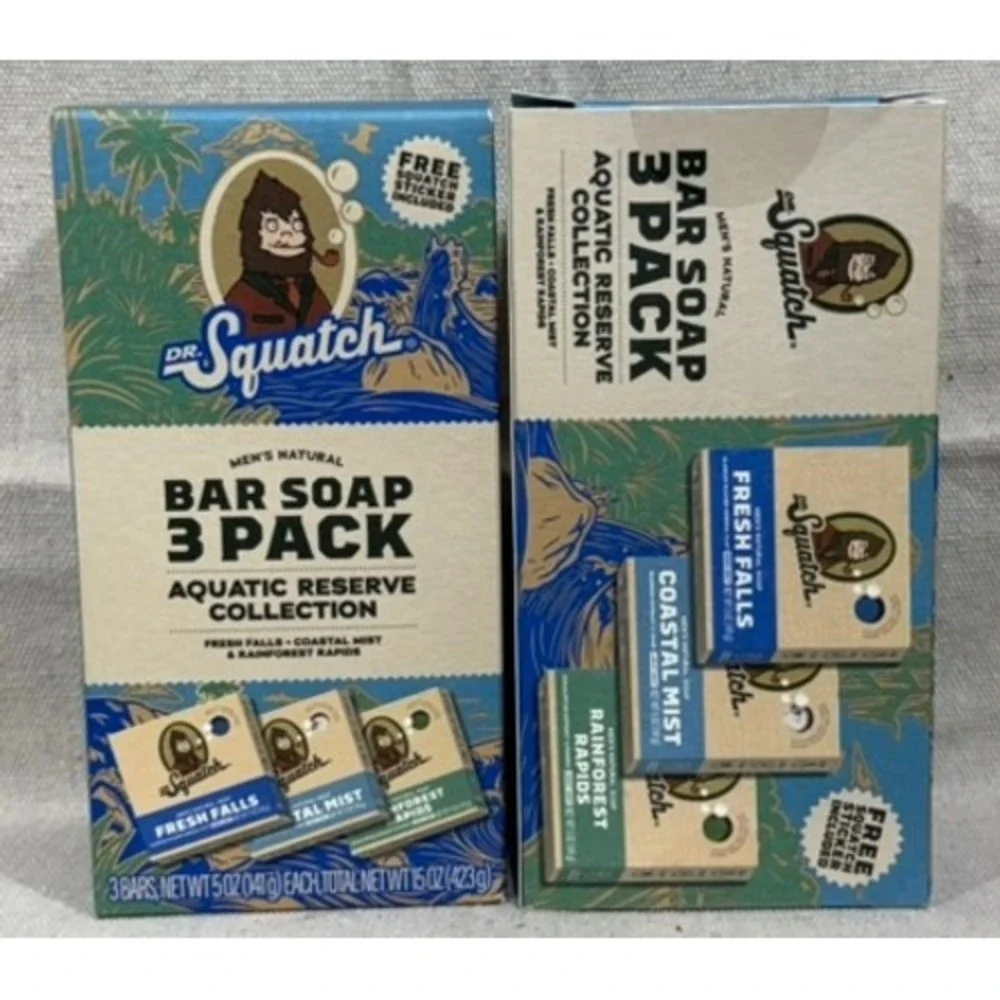 Dr. Squatch Men's Natural Bar Soap 3 Pack Aquatic Reserve Collection 2 Boxes